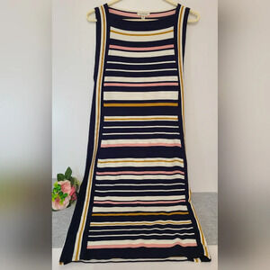 Max‎ Studio Brown White Blue Pink Striped Maxi Dress, Size M